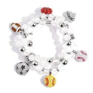 Charming Beaded Bracelet with Sports Charms